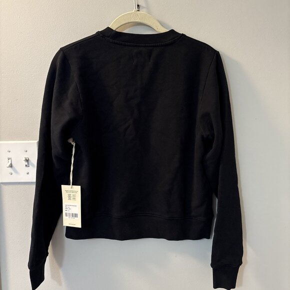 NWT MATE the Label Organic Fleece Shrunken Crew Neck Sweatshirt Black Small - Picture 6 of 9